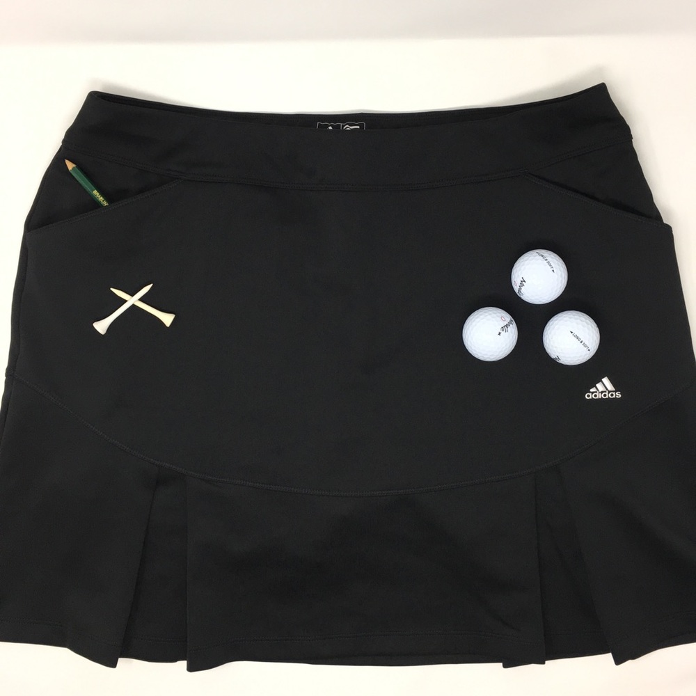 ADIDAS GOLF RUNNING SKORT SOLID BLACK PLEATED SZ L